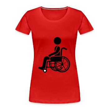 Homme en fauteuil roulant - T-shirt bio Premium Femme - rouge - Devant - Mia (176cm)