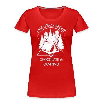 Tent Camping Camper Scout Bivouac - Women's Premium Organic T-Shirt - red - Front - Mia (176cm)