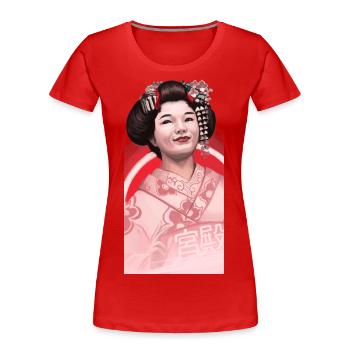 Geisha - Frauen Premium Bio T-Shirt - Rot - Vorne - Mia (176cm)