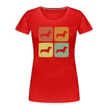 Vintage Pet Teckel Chien Rétro Animal - T-shirt bio Premium Femme - rouge - Devant - Mia (176cm)
