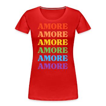 Amore Love - A colorful logo for the word love - Women's Premium Organic T-Shirt - red - Front - Mia (176cm)