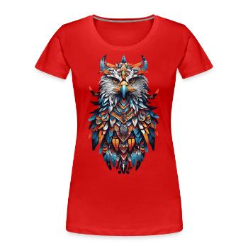 Spirituelles Adler Mandala Indianer Boho Design - Frauen Premium Bio T-Shirt - Rot - Vorne - Mia (176cm)