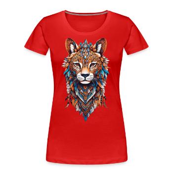 Méditation de l’ du guépard et chamanisme - T-shirt bio Premium Femme - rouge - Devant - Mia (176cm)