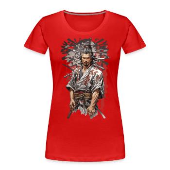 Esthétique Samurai Retro Japan Movie Poster Art - T-shirt bio Premium Femme - rouge - Devant - Mia (176cm)
