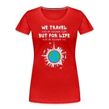 World Traveler - Frauen Premium Bio T-Shirt - Rot - Vorne - Mia (176cm)