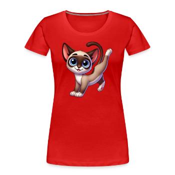 Süße Siamkatze Breakdance Handstand Cartoon - Frauen Premium Bio T-Shirt - Rot - Vorne - Mia (176cm)