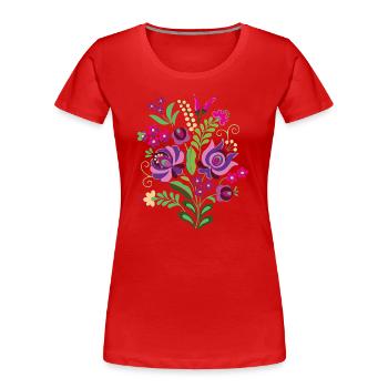 Hungarian flowers,flower heart,heart,ornaments,flowers - Women's Premium Organic T-Shirt - red - Front - Mia (176cm)