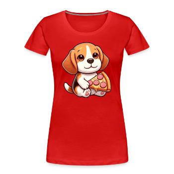 Pizza au salami pour chien Beagle - T-shirt bio Premium Femme - rouge - Devant - Mia (176cm)