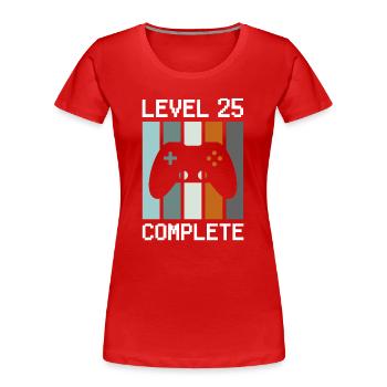 Gamer Level 25 Birthday 25 years - Women's Premium Organic T-Shirt - red - Front - Mia (176cm)