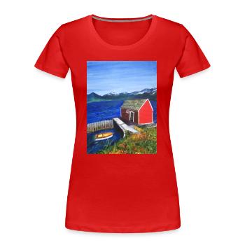 EG Reisen I Urlaub I Norwegen I Berge I Geschenk - Frauen Premium Bio T-Shirt - Rot - Vorne - Mia (176cm)