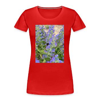 Lilac Blossoms Bee-Friendly Pattern - Women's Premium Organic T-Shirt - red - Front - Mia (176cm)