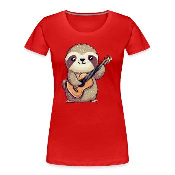 faultier-Gitarrenspieler - Frauen Premium Bio T-Shirt - Rot - Vorne - Mia (176cm)