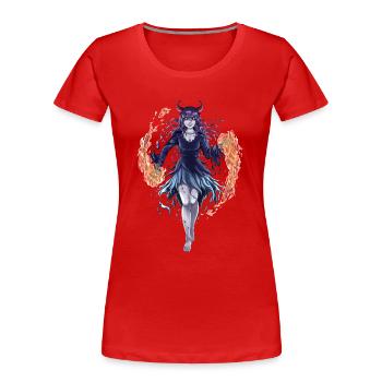 Fire Demon - Frauen Premium Bio T-Shirt - Rot - Vorne - Mia (176cm)