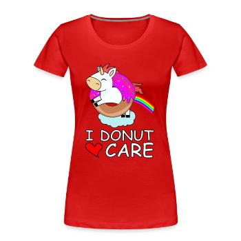 I donut care unicorn rainbow cute sweet heart - Women's Premium Organic T-Shirt - red - Front - Mia (176cm)