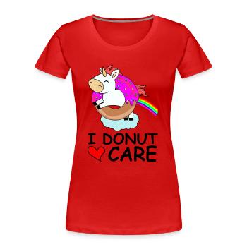 I donut care unicorn rainbow cute sweet heart - Women's Premium Organic T-Shirt - red - Front - Mia (176cm)