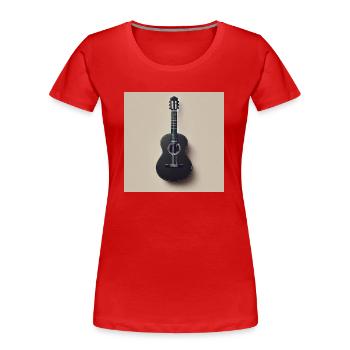Schwarze Gitarre mit minimalistischen Design - Frauen Premium Bio T-Shirt - Rot - Vorne - Mia (176cm)