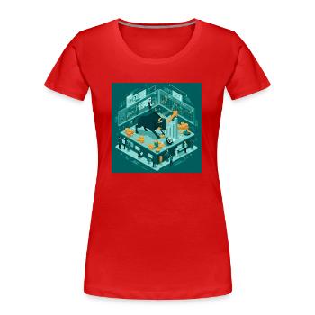 Börse - Wallstreet , Erfolg Reichtum , Bullenmarkt - Frauen Premium Bio T-Shirt - Rot - Vorne - Mia (176cm)