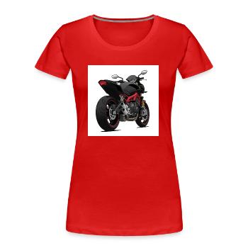 Schwarzes Motorrad Design - Sportlich - Frauen Premium Bio T-Shirt - Rot - Vorne - Mia (176cm)