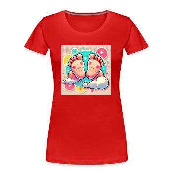 Zauberhafte Babyfüße – Der Anfang von etwas Großem - Frauen Premium Bio T-Shirt - Rot - Vorne - Mia (176cm)