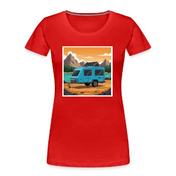 Camping in den Bergen, Natur, Freiheit - Frauen Premium Bio T-Shirt - Rot - Vorne - Mia (176cm)