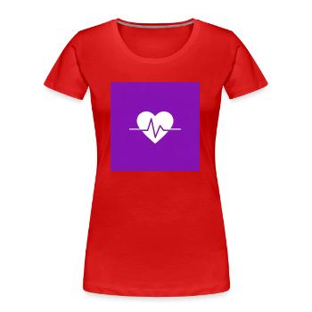 Der Rhythmus des Lebens - Pulsierende Vitalität - Frauen Premium Bio T-Shirt - Rot - Vorne - Mia (176cm)