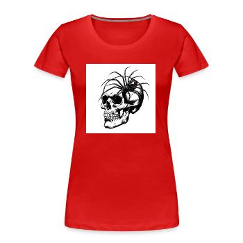 Totenkopf & Spinne – Netz des Todes - Frauen Premium Bio T-Shirt - Rot - Vorne - Mia (176cm)