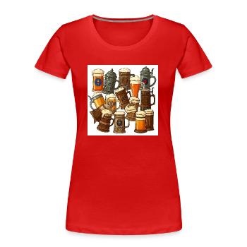 Der Bierkrug: Tradition zum Anstoßen - Frauen Premium Bio T-Shirt - Rot - Vorne - Mia (176cm)
