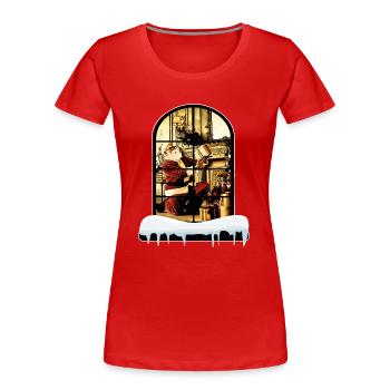Der Weihnachtsmann zu Hause - Frauen Premium Bio T-Shirt - Rot - Vorne - Mia (176cm)