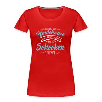 Schecken Pferde Shirt-Glitzer - Frauen Premium Bio T-Shirt - Rot - Vorne - Mia (176cm)