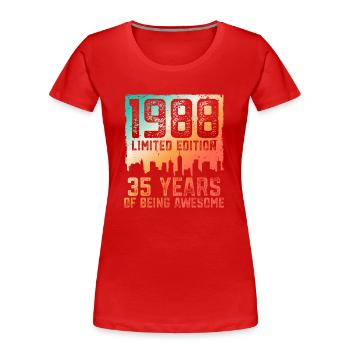 35 birthday 35 years born 1988 - Women's Premium Organic T-Shirt - red - Front - Mia (176cm)