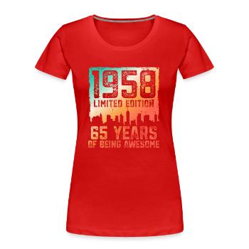 65 birthday 65 years born in 1958 - Women's Premium Organic T-Shirt - red - Front - Mia (176cm)