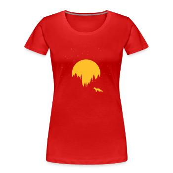 Fox and Moon - Women's Premium Organic T-Shirt - red - Front - Mia (176cm)