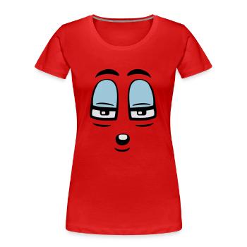 Skeptisches Comic Gesicht Verurteilender Blick - Frauen Premium Bio T-Shirt - Rot - Vorne - Mia (176cm)