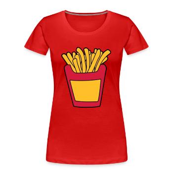 french fries fast food delicious food hunger snack - Women's Premium Organic T-Shirt - red - Front - Mia (176cm)
