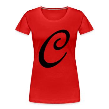 C - Frauen Premium Bio T-Shirt - Rot - Vorne - Mia (176cm)