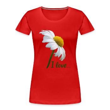 Margeriten I love weiße Blume Margerite - Frauen Premium Bio T-Shirt - Rot - Vorne - Mia (176cm)