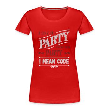 Computer Programming Quote Statement - Women's Premium Organic T-Shirt - red - Front - Mia (176cm)