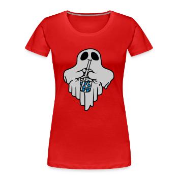 Bubble Tea trinkender Geist - Frauen Premium Bio T-Shirt - Rot - Vorne - Mia (176cm)