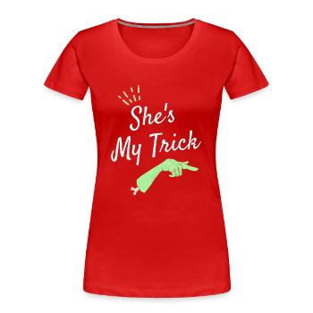 Halloween She's my trick - T-shirt bio Premium Femme - rouge - Devant - Mia (176cm)