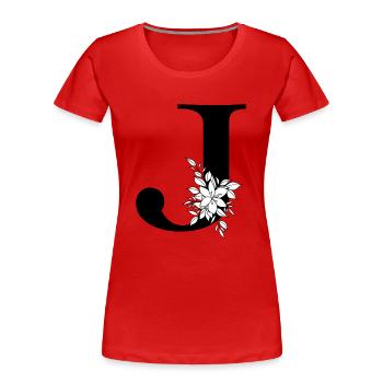 Letter J - Women's Premium Organic T-Shirt - red - Front - Mia (176cm)