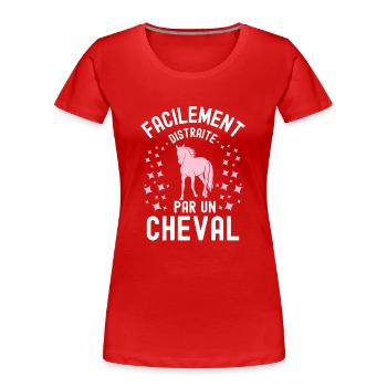 Distraite par un cheval 1 - T-shirt bio Premium Femme - rouge - Devant - Mia (176cm)