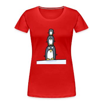 pingouins drôles, pingouins acrobatiques - T-shirt bio Premium Femme - rouge - Devant - Mia (176cm)