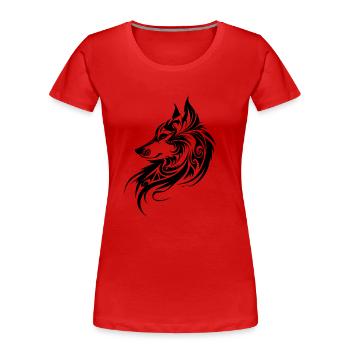 Wolf Silhouette Tribal Tattoo Style Tier Natur Fan - Frauen Premium Bio T-Shirt - Rot - Vorne - Mia (176cm)