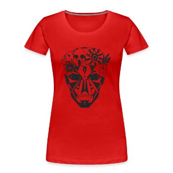 Futuristischer Schädel - Frauen Premium Bio T-Shirt - Rot - Vorne - Mia (176cm)