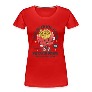 Altmodische Pommes! - Frauen Premium Bio T-Shirt - Rot - Vorne - Mia (176cm)
