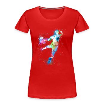 Handball, handballeur, beach handball, aquarelle - T-shirt bio Premium Femme - rouge - Devant - Mia (176cm)