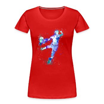 Handball, handballeur, beach handball, aquarelle - T-shirt bio Premium Femme - rouge - Devant - Mia (176cm)