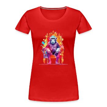 Affenkönig - Affe auf Thron - Farbenspiel - Frauen Premium Bio T-Shirt - Rot - Vorne - Mia (176cm)