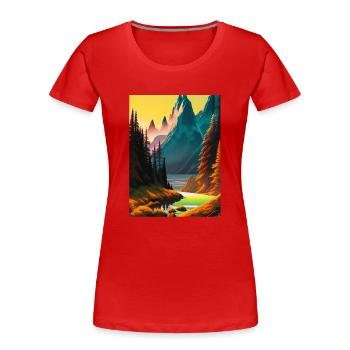 Paysage nature forêt 2 - T-shirt bio Premium Femme - rouge - Devant - Mia (176cm)
