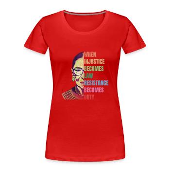Feminist quotes RBG - Women's Premium Organic T-Shirt - red - Front - Mia (176cm)